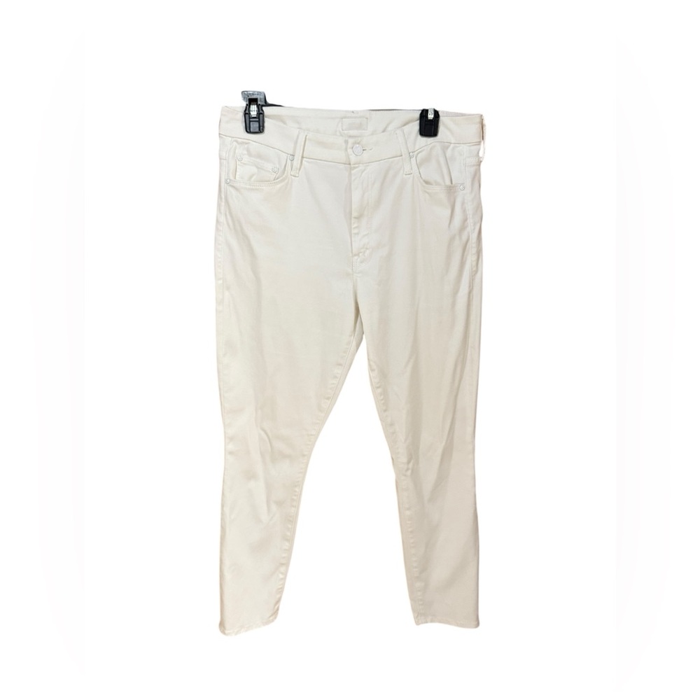 MOTHER The Looker Crop White Straight Leg Ankle Crop Jeans Glass Slipper White - Picture 11 of 15